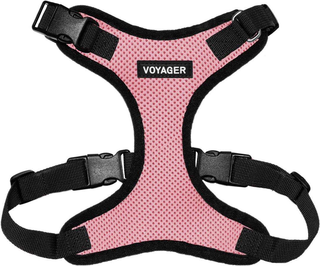 Voyager Step-in Pet Harness - All Weather Mesh, Adjustable Step in Harness for Cats and Dogs by Best Pet Supplies - Pink/Black Trim, XS (XS (Chest: 13 - 16"))