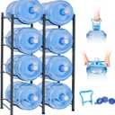 Klvied 5 Gallon Water Jug Holder - Double Row Rack with 8 Slots for Water Bottle Organizer, Heavy Duty Storage Rack with Lifter, Stand for 8 Bottles