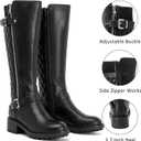 Ruiee Knee High Boots for Women Classic Comfort Riding Combat Boot Round Toe Side Zipper Long Tall Fall Winter Womens Boots. (8.5, Black Pu 267)