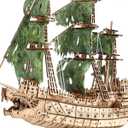 Challenging Flying Dutchman 3D Wooden Puzzles for Adults Pirate Ship Model Kit to Build - Ideal Christmas or Birthday Gift for Puzzle Enthusiasts