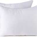 Pillows Set of 2, Fluffy Down Alternative Bed Pillow Cotton Cover, White, Queen Size 20x28