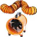 12-Inch High-Velocity Portable Utility Blower Fan, Industrial Exhaust Fan with 33ft Flexible Duct Hose, 3150 RPM Low-Noise Ventilator for Basements, Workshops, Warehouses, and Confined Spaces