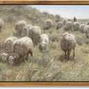InSimSea Framed Canvas Wall Art Vintage Decor, Sheep On The Dunes Oil Painting Prints, Eclectic Room Decor, Retro Wall Art for Bedroom Home Bathroom Wall Decoration, 8"x10" (10L" x 8W", Op de duinen)