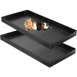 Wenqik 2 Pcs Guinea Pig Cage Liner Corrugated Plastic Cage Liner Base 2 x 4 Panel Size Guinea Pig Cage Bottom for Small Animals Hedgehogs Rabbits Cages Tray, 55 x 27 Inch(Black)