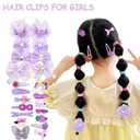 818Pcs+Hair Accessories for Baby Girls Ties Seamless Cotton Elastics Bands Colorful Mini Rubber Tie Bow Purple Clips Flower Claws Assorted Ponytail Holders Soft for Thin Hair Braids Girls Age 1-8