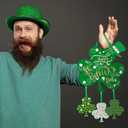 2 x Happy St. Patrick's Day Door Sign Wooden Irish Hanging Welcome Board Shamrock Shaped Wooden Hanging Sign with Rope for St. Patrick's Day Party Home Decor, 10.6 x 11.8 Inches