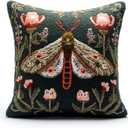 DIY Latch Hook Pillow Kit Beautiful Moth Portrait Surrounded by Flowers Easy for Beginners Color-Stamped Canvas Cushion 43x43cm Sofa Bedroom Decor Craft-76