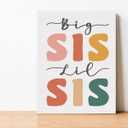 EVXID Nursery Big Sis Lil Sis Canvas Poster Painting Kids Room Wall Art, Sisters Twins Print Picture Artwork Framed Ready to Hang for Kids Play Room Wall Decor 12 x 15 inch