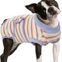 FUAMEY Recovery Suit for Dogs After Surgery,Soft Breathable Dog Bodysuit E-Collar & Cone Alternative Surgical Suit,Male Female Dog Neuter Spay Suits Anti Licking Wounds Onesie Purple Stripes M (M(Back:13.4-16.1in,WT:14-25lbs))