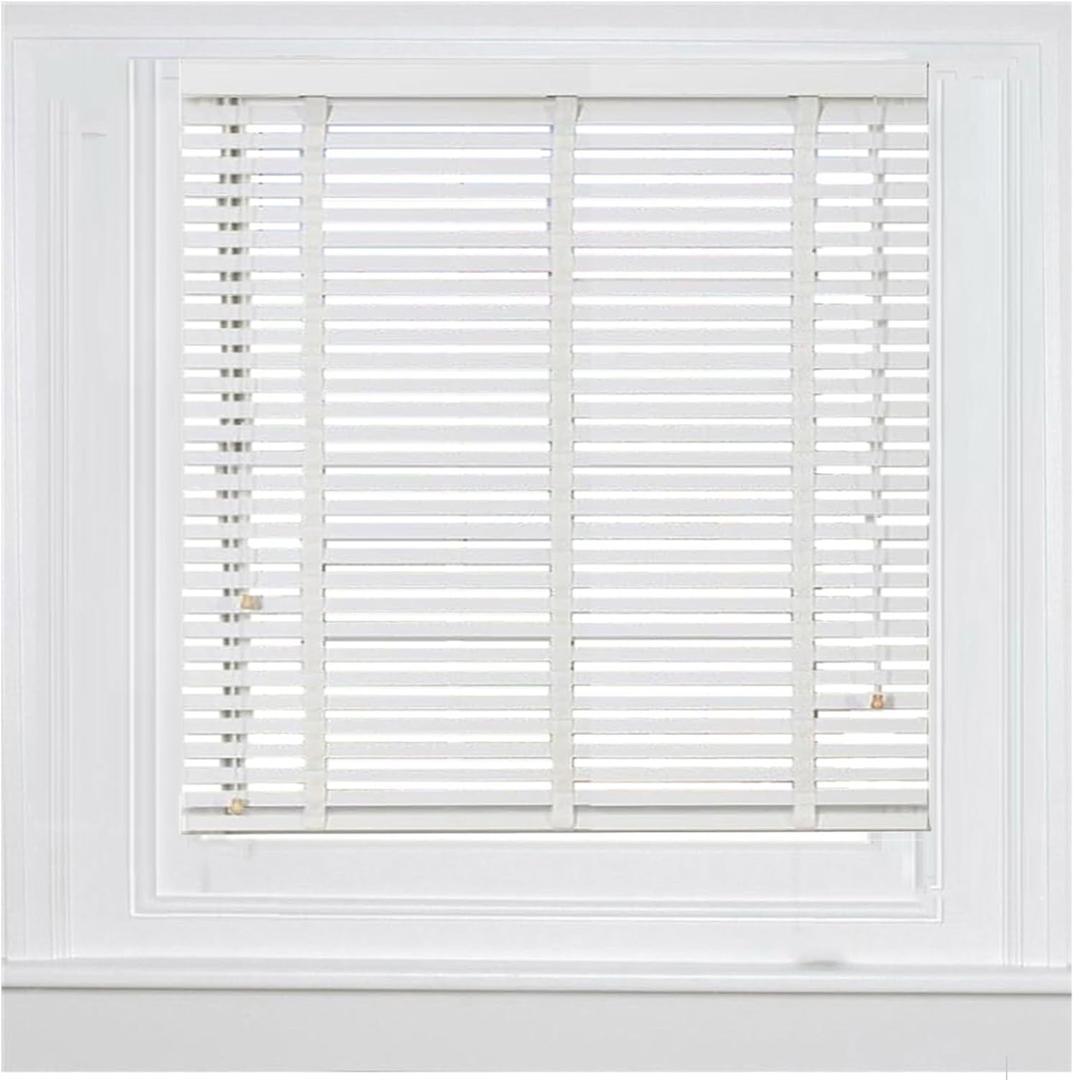 Windows Blinds 2" Slats Indoor Wood Blinds Cordless Wooden Window Shades for Bedroom Bathroom Living Room, Blackout Privacy Horizontal Blind 18'' 20" 28" 32" 36" 40" 48" 56" 64" 66" 70''(White)