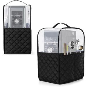 LUXJA Transparent Top Dust Cover Compatible with Ninja CREAMi NC501, NC301, NC299AMZ, Ice Cream Maker Dust Cover Fits Ninja Ice Cream Maker Machine with Accessories Pockets, Black