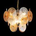 6-Light Gold Chandelier,Farmhouse Chandeliers for Dining Room Light Fixture, 6-Light D17"