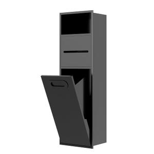 SUPERFLO 4 Gallon Bathroom Trash Can Tilt Out Trash Bin Cabinet, Hidden Trash Can Cabinet Recessed Wall Mounted Stainless Steel with Toilet Paper Holder for Bathroom/Bedroom/Office Renovation, Black