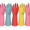 Rubber Cleaning Gloves 5 Pairs Kitchen Dishwashing Gloves Reusable for Household Washing Dishes Cleaning Gardening, Non-Slip Water Resistant Dish Gloves for Women Men, Medium