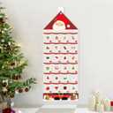 Auch Santa Advent Calendar 24 Days Hanging Wall Decoration, Fabric Christmas Countdown Calendar with Pockets for Candy Gifts, Reusable Xmas Decor for Kids Family Home (Red)