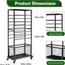 16 Tier Ribbon Holder Rack, Multifunctional Flower Wrapping Paper Rack,Double-Sided Ribbon Spool Shelf Suitable for Flower Shop, Craft Room, Cake Shop Ribbon Display Stand (Black)