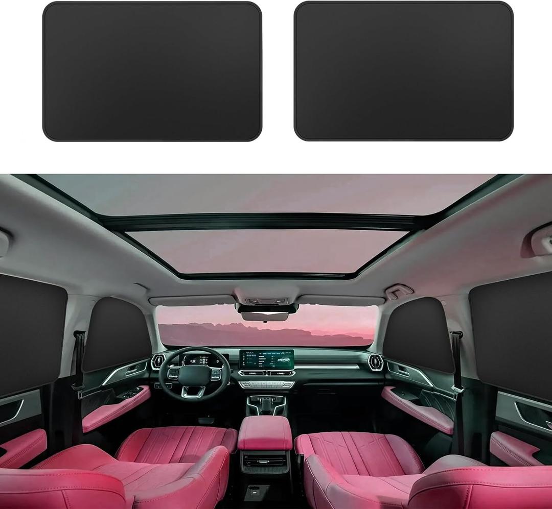 Window Sun Shade Car Curtains - Side Thiken Sun Shades Magnetic 100% Block Light Car Window Covers with Cooler Feeling (Black, Back-T-2pcs)