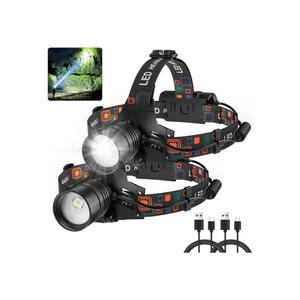 Rechargeable Headlamp 2Pack, 99000 Lumens Super Bright LED Head Lamp with 3 Modes, 90° Adjustable Head Lights for Forehead, 45H Long Runtime & IPX6 Waterproof HeadLamps for Camping Hunting Hiking