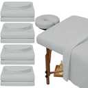 Oudain 4 Sets 3 Piece Soft Microfiber Massage Table Sheets Set Bulk Includes Massage Flat Sheet and Fitted Sheet and Face Rest Cover(Light Gray)