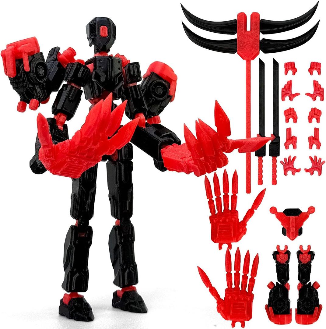 8in 3D Printed Robot 13 Upgraded Tight Joints Action Figures | Fully Articulated Already Assembled Flexible Multi Joints, Assorted Weapon Accessories, Stop-Motion Animation