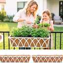 LaLaGreen Deck Railing Planter Outdoor (2 Pack, 30") Rectangular Window Flower Box with Coco Liner, White Metal Wall Hanging Planters Plant Holder Mounted Horse Troughs Rail Fence Patio Garden Decor