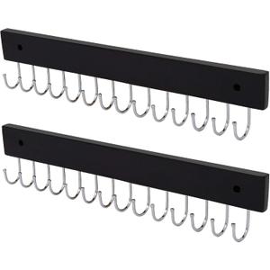 Wall Mounted Necklace Holder, Classic Style Necklace Holder, Tangle-Free Wall Jewelry Organizer with 28 Hooks(2 Packs,Black)