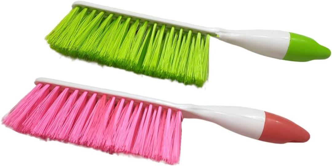 Soft Bristle Bed Sheets Sweeping Cleaning Brush with Long Hand, Counter Duster for Debris Hair Remover Desk Quilt Sofa Furniture, 2 Pack