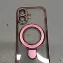 Magnetic for iPhone 16 Case with Invisible Stand[Compatible with MagSafe][Full Camera Lens Protector][Military Drop Protection] Shockproof Not Yellowing Clear Soft Slim for Women Men, Pink