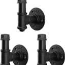 3 Pack Industrial Iron Pipe Robe and Towel Hooks Wall Mounted Home Decor, Bathroom Hardware Rustic Vintage Style Heavy Duty Farmhouse DIY Coat Hook for Wall Hanging