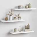 Forbena 24 Inch Floating Shelves for Wall Decor, White Wall Book Shelves for Bedroom, Large Long Deep Hanging Shelves for Bathroom Office Laundry Living Room Kitchen Closet Storage - Set of 3