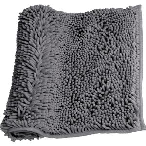 LanYunUmi Dark Gray Rugs for Bathroom Slip-Resistant Shag Chenille Bath Mat Extra Soft and Absorbent Rug Shower Room Machine-Washable Fast Dry (Dark Gray, 17"x24")