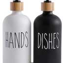 MOMEEMO Soap Dispenser Set, Contains Hand and Dish Soap Dispenser, Suitable for Kitchen Decor. (Black & White)