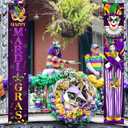 Mardi Gras Door Cover Banner Decorations, Mardi Gras Hanging Front Door Banner Decor, Mardi Gras Porch Banner Door Cover for Carnival Masquerade Indoor Outdoor Party Supplies Decorations