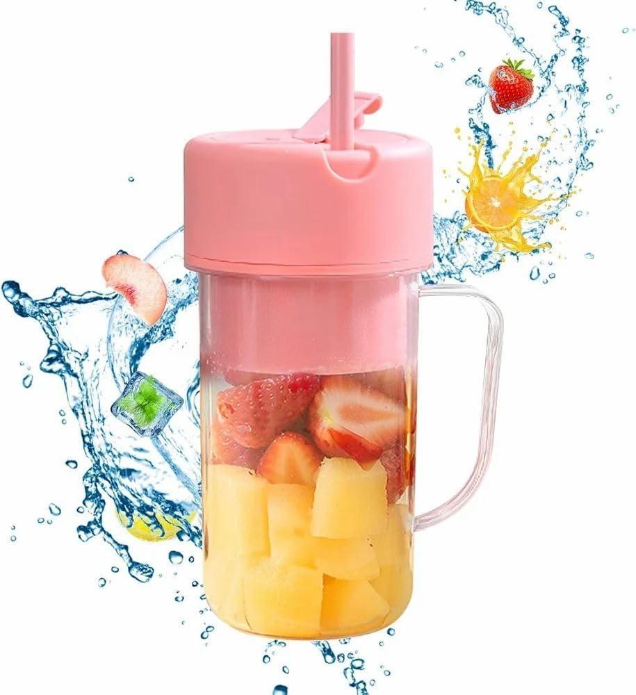 New Bottle Blender Portable Juicer Extractor Electric Mini Juicer Fruit Shake Blender Crushed Ice Lemon Juicer (Pink)