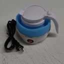 Travel Kettle Electric Small Foldable Portable Kettle, Silicone Collapsible Heating Water Boiler Tea Pot for Camping, Easy for Storage with Separable Power Cord (Blue Pro)