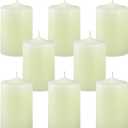 2 Inch Unscented Ivory Pillar Candles, 24 Hour 2x3 Inch Dripless Tapered Column Candles for Home Party Holidays, Set of 8