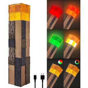 AIDYVOI Light-Up Wall Torch Lamp, 4-Color Flame Modes, Rechargeable Handheld & Wall-Mountable Decor Light, Flame Night Light for Costume Cosplay & Room Decor, Perfect for Boys Aged 6-8