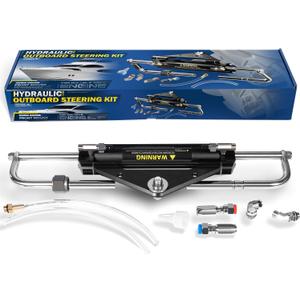 150HP Hydraulic Outboard Steering Cylinder Kit Replaces for Seastar HC4645H, Fits for Yamaha Single Outboard up to 150HP, Marine Boat Hydraulic Steering System with Two-Way Lock Valve and ORB Fittings