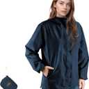 SOPPY Rain Jacket Women Waterproof Jacket With Hood Lightweight Raincoat with Pockets Windbreaker Breathable Rain Coats (Black, L)
