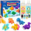 Make Your Own Dinosaur Squishies Toys6 Dinosaur Characters Making kitGlow-in-The-Dark Science Activity kit, Silicone Taba Squishies Craft KitSqueeze Gift Set for Boys and Girls Ages 6-12
