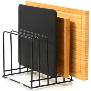 Cutting Board Organizer(1 Pc),Kitchen Cabinet Dividers for baking sheets,Bakeware Holder with 5 Slots,Space Saving,for used to Baking Tray and Chopping Storage