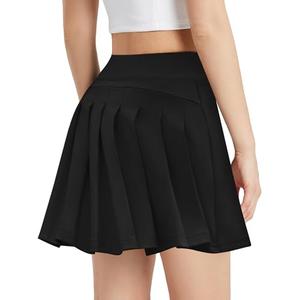Zaclotre Girls Tennis Skirt with Shorts Pleated Back Kids Golf Skort Workout Running Sports Athletic Skirt with Pockets Black 2XS