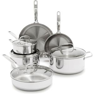 Blue Diamond Pro Steel 10 Piece Tri-Ply Stainless Steel Cookware Set