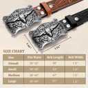 SANSTHS Cowboy Belt Western Belts for Men Women, Western Leather Belt Cowboy Cowgirl Belt Embossed Leather Belt for Jeans (for 28"-32" Waist, Silvery Bull/ Brown Belt)