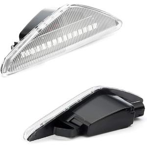 1Pcs Dynamic LED Side Marker Light Amber Error Free Flowing Sequential Blinker Turn Signal Lamp Assembly Compatible With BMW X3/X5/X6 F25 E70 E71 E72 (Clear Lens)