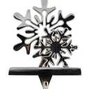 Silver Snowflake Christmas Stocking Holders for Mantle Stocking Hangers Set of 2 Stocking Hooks Fireplace Mantel Decor