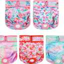 wegreeco Female Dog Diapers, Washable Reusable Pet Puppy Doggie Diapers for Small Medium Large Female Dogs in Heat Period, Doggy Period Panties Large, Blossoms