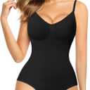 Nebility Womens' Waist Trainer Seamless Round Neck Tummy Control Shapewear Bodysuit, Size XS/S