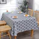 Heavy Duty Vinyl Tablecloth with Flannel Backing Waterproof Oil-Proof Plastic Table Cloth Stain-Resistant Wipeable Rectangle or Square Table Cover for Indoor and Outdoor (Quatrefoil,52x70 Inch)