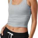 Fioboc Cropped Tank Tops for Women Sleeveless Scoop Neck Workout Crop Tops Breathable Slim Fit Yoga Gym Activewear Shirt Light Gray (Gray, S)